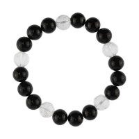 Edelsteinarmband "Onyx (gef.)/Bergkristall"